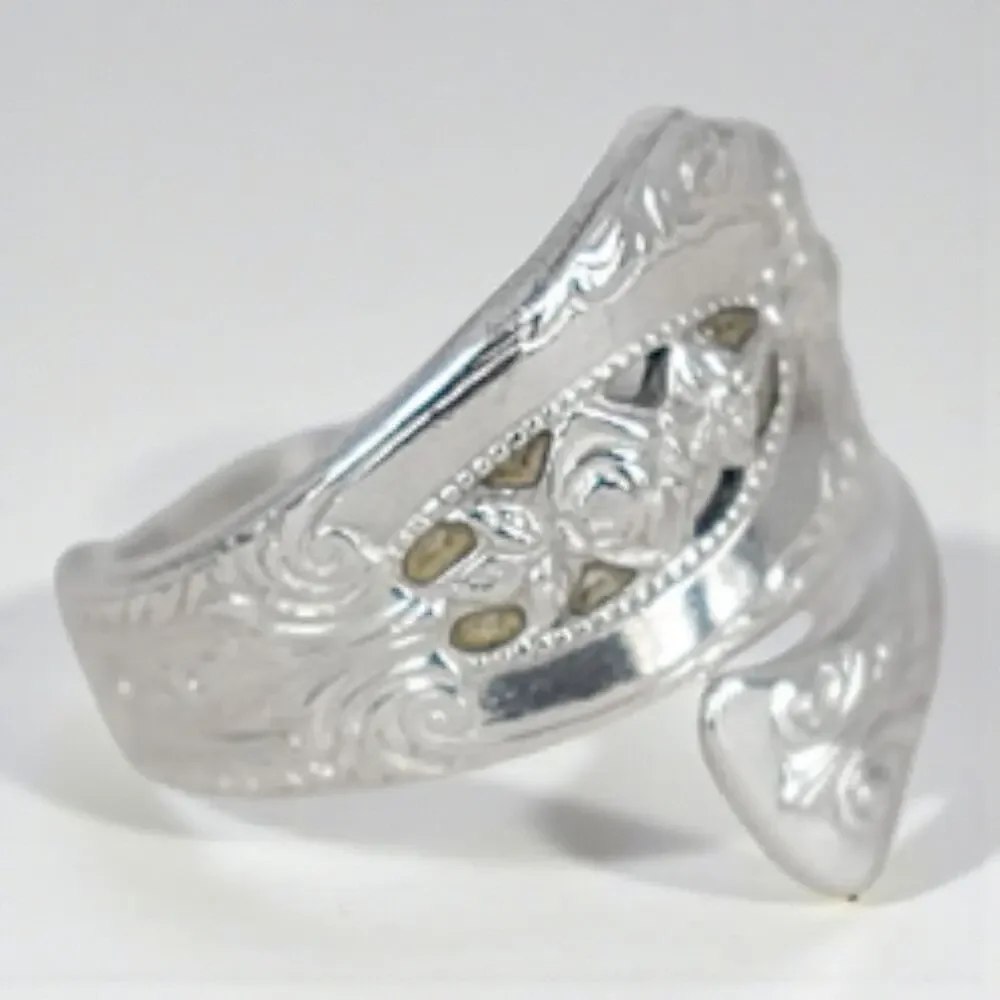 Wallace Silversmiths Sterling Silver Bypass Spoon Ring Vintage Size 5.5